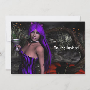 Kat en uitnodiging van Pumpkin Halloween