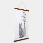 Kat en Vaas Hangend Wandkleed (Gebogen)