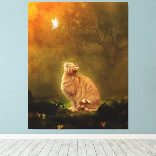 Kat en vet canvas afdruk (Insitu (Houten vloer))