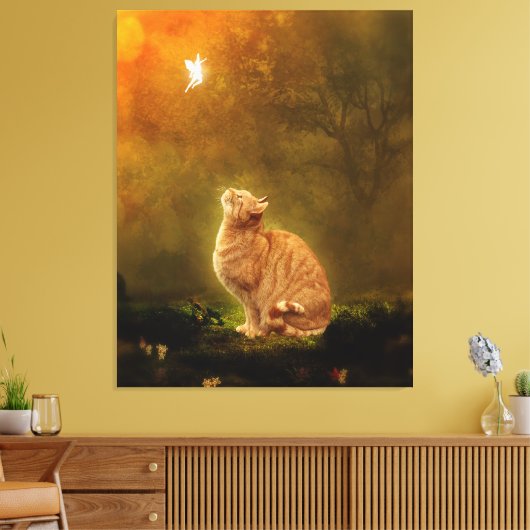 Kat en vet canvas afdruk (Insitu (Woonkamer))