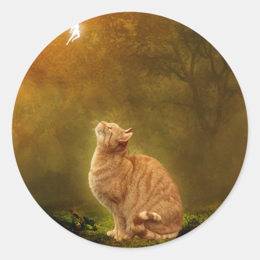 Kat en vet ronde sticker (Voorkant)