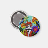 Kat en Vier Vogelmagneet Magneet (Voorkant / Achterkant)