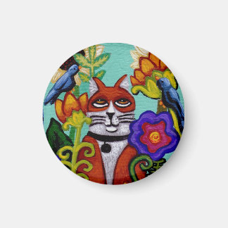 Kat en Vier Vogelmagneet Magneet