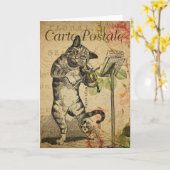 Kat en viool Frans Briefkaart Kaart (Gele Bloem)