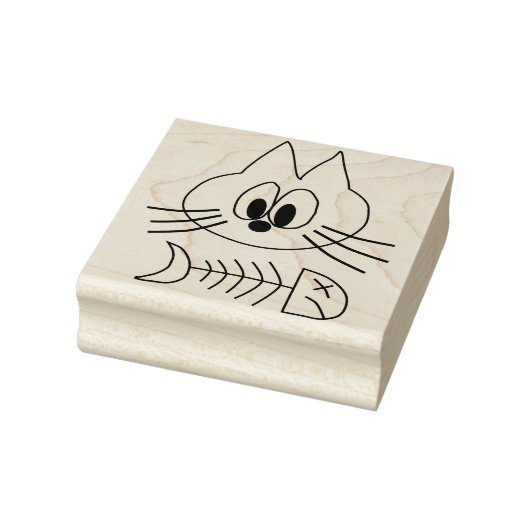 Kat en vis botten rubberstempel (Stempel)