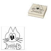 Kat en vis botten rubberstempel (Gestempeld)