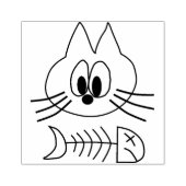 Kat en vis botten rubberstempel (Afrduk)