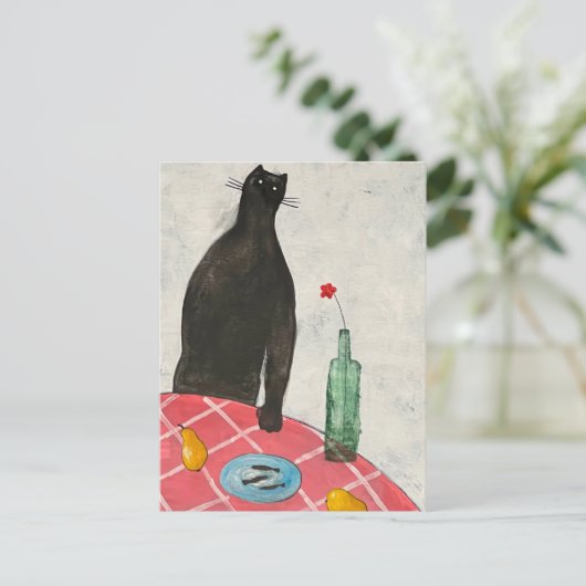Kat en vis briefkaart (Staand voorkant)