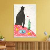 Kat en vis canvas afdruk (Insitu (Woonkamer))