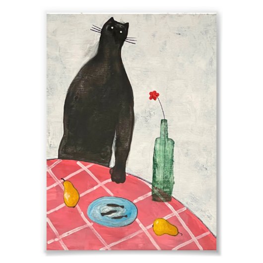 Kat en vis foto afdruk (Voorkant)