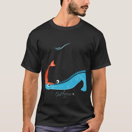Kat en vis illustratie t-shirt (Voorkant)