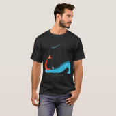 Kat en vis illustratie t-shirt (Voorkant volledig)