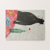 Kat en vis legpuzzel (Horizontaal)