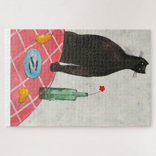 Kat en vis legpuzzel (Horizontaal)