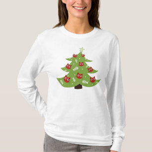 Kat en vis Ornamenten kerstboom lange mouw T-shirt