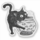 Kat en vis sticker (Voorkant)