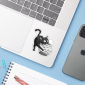 Kat en vis sticker (Laptop met iPhone)