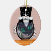 Kat- en visbowlversiering keramisch ornament (Rechts)