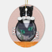 Kat- en visbowlversiering keramisch ornament (Links)