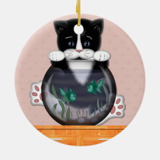 Kat- en visbowlversiering keramisch ornament (Achterkant)