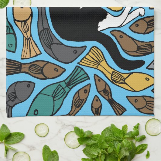 Kat- en viskeukentheek ongewoon theedoek (Gevouwen)