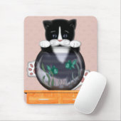Kat en viskom Mousepad Muismat (Met muis)