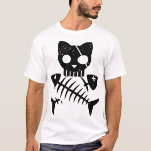 Kat- en visskelet voor Halloween Horror Night T-shirt