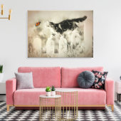 Kat en vlinder canvas afdruk (Insitu (Woonkamer))
