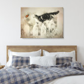 Kat en vlinder canvas afdruk (Insitu (Slaapkamer))