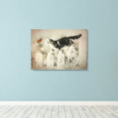 Kat en vlinder canvas afdruk (Insitu (Houten vloer))