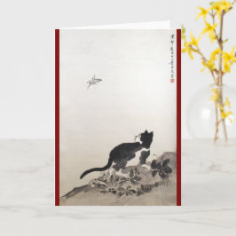 Kat en vlinder Chinees schilderij Kaart