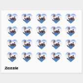 Kat en vlinder hart sticker (Vel)