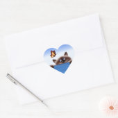 Kat en vlinder hart sticker (Envelop)