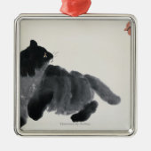 Kat en vlinder metalen ornament (Voorkant)