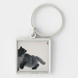 Kat en vlinder sleutelhanger