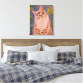 Kat en vlinder Uitgerekt canvas Print (Insitu (Slaapkamer))