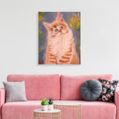 Kat en vlinder Uitgerekt canvas Print (Insitu (Woonkamer))
