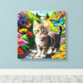 Kat en vlinders canvas afdruk (Insitu (Houten vloer))