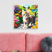 Kat en vlinders canvas afdruk (Insitu (Woonkamer))
