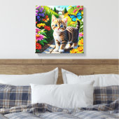 Kat en vlinders canvas afdruk (Insitu (Slaapkamer))