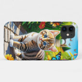 Kat en vlinders Case-Mate iPhone case (Achterkant (horizontaal))