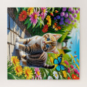 Kat en vlinders legpuzzel (Horizontaal)