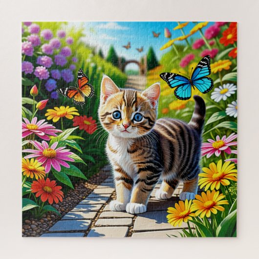 Kat en vlinders legpuzzel (Verticaal)