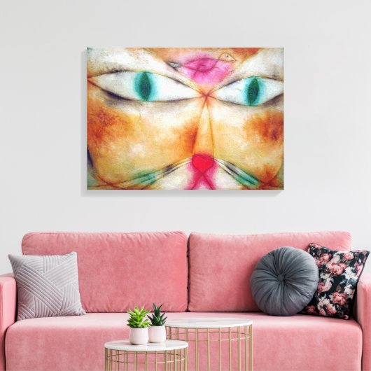 Kat en vogel, Paul Klee Canvas Afdruk (Insitu (Woonkamer))