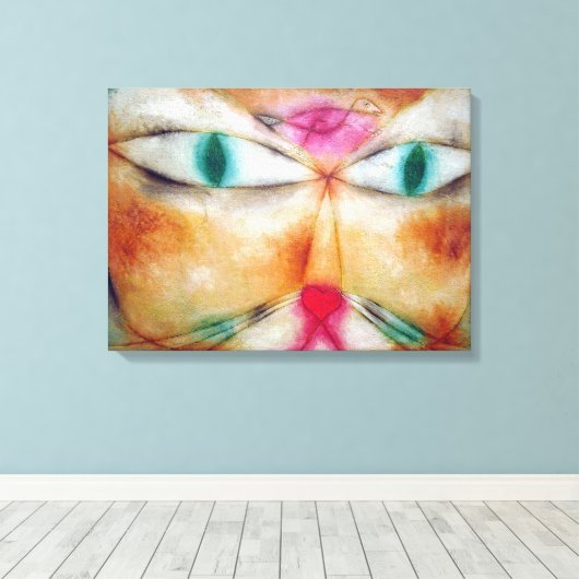 Kat en vogel, Paul Klee Canvas Afdruk (Insitu (Houten vloer))