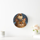 kat en vogel ronde klok (Huis)