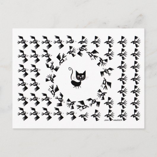 Kat- en vogelcirculatie briefkaart (Voorkant)