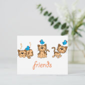 Kat en vogels - vrienden briefkaart (Staand voorkant)