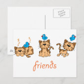 Kat en vogels - vrienden briefkaart (Voorkant / Achterkant)