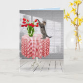 Kat- en vogeltiertulpen op een tafelkaart kaart (Gele Bloem)